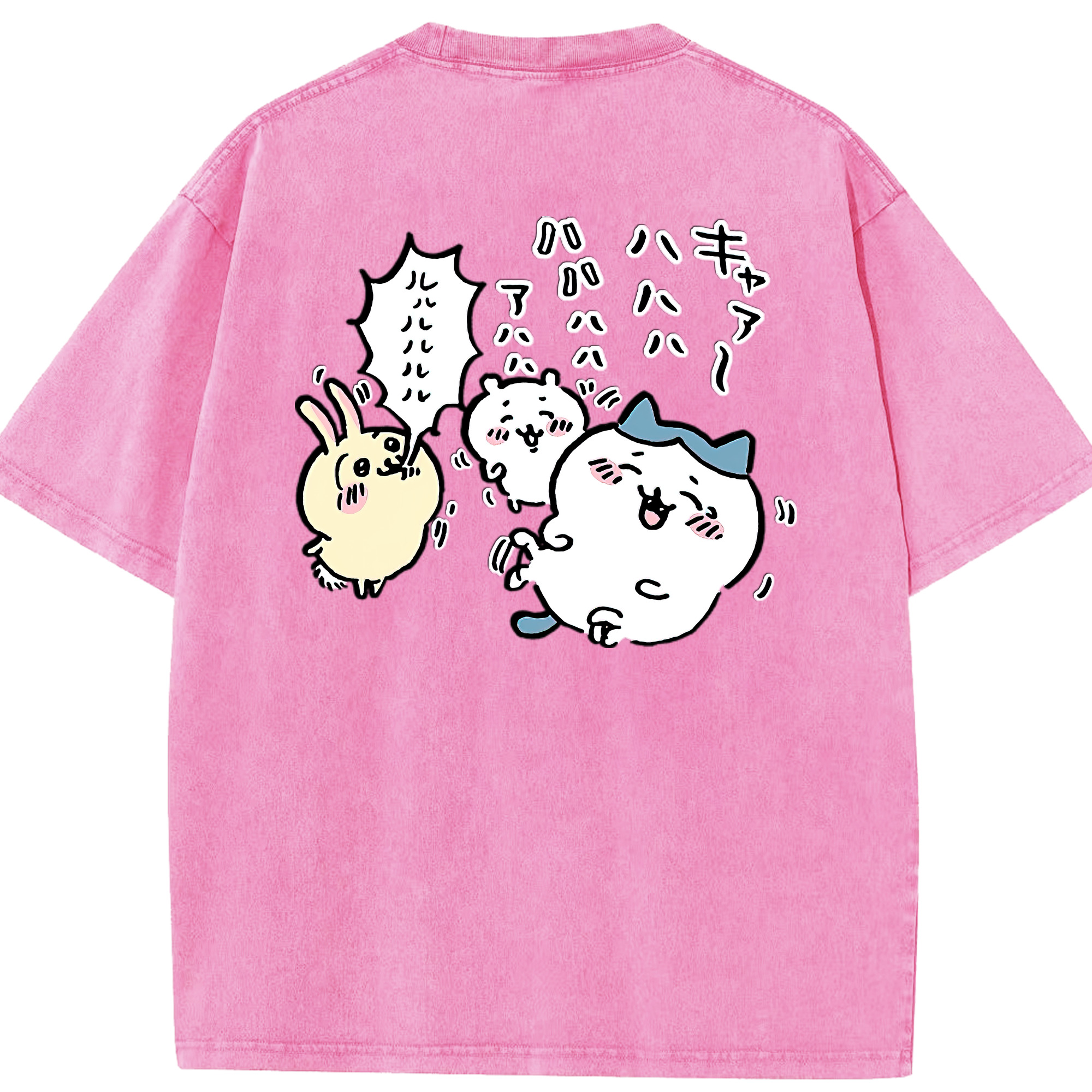 （画像用） ちいかわ うさぎ Chii-kawa usagi 綿100% ヴィンテージ風 半袖Tシャツ（背面プリント）